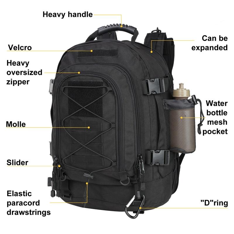 60L Military Tactical Backpack Army Molle Assault Rucksack 3P Outdoor