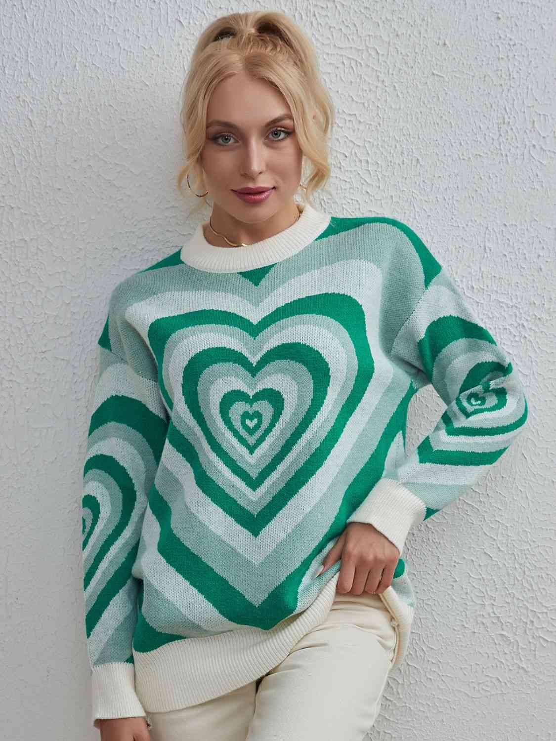 Heart Dropped Shoulder Sweater