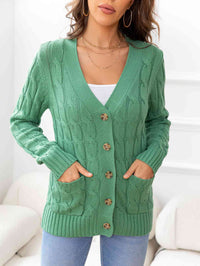 Button Down Cable-Knit Cardigan - Ivy & Lane