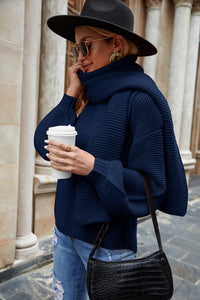 Round Neck Lantern Sleeve Sweater - Ivy & Lane