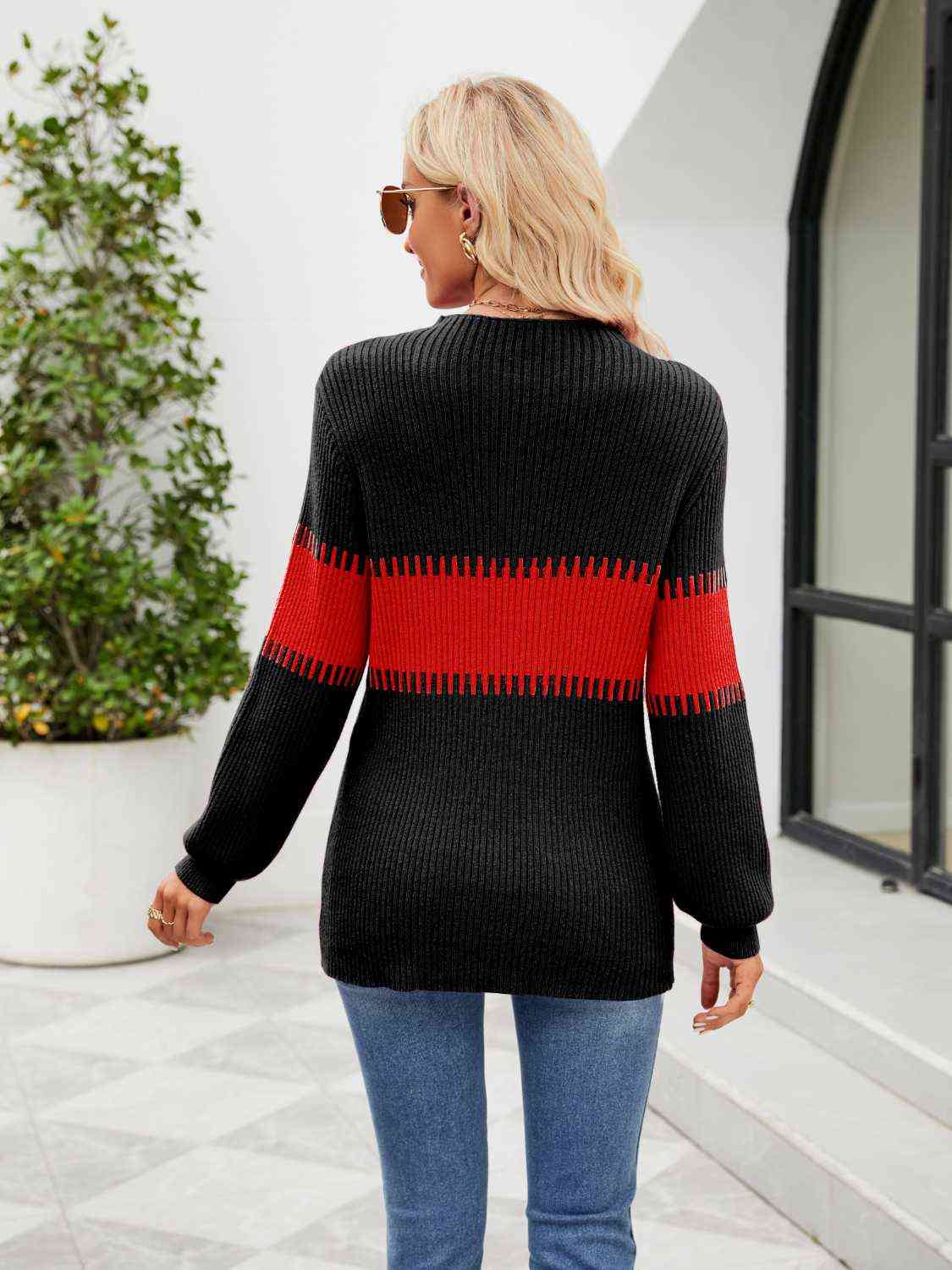 Contrast Round Neck Sweater