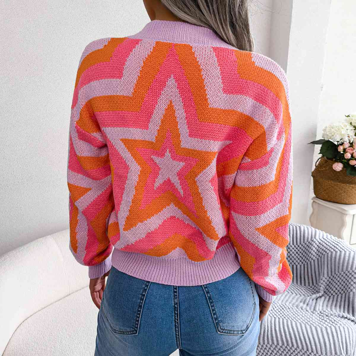 Star Round Neck Sweater - Ivy & Lane