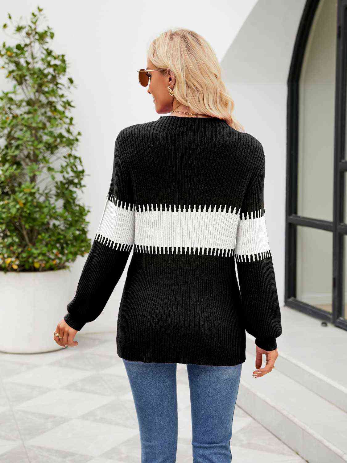 Contrast Round Neck Sweater